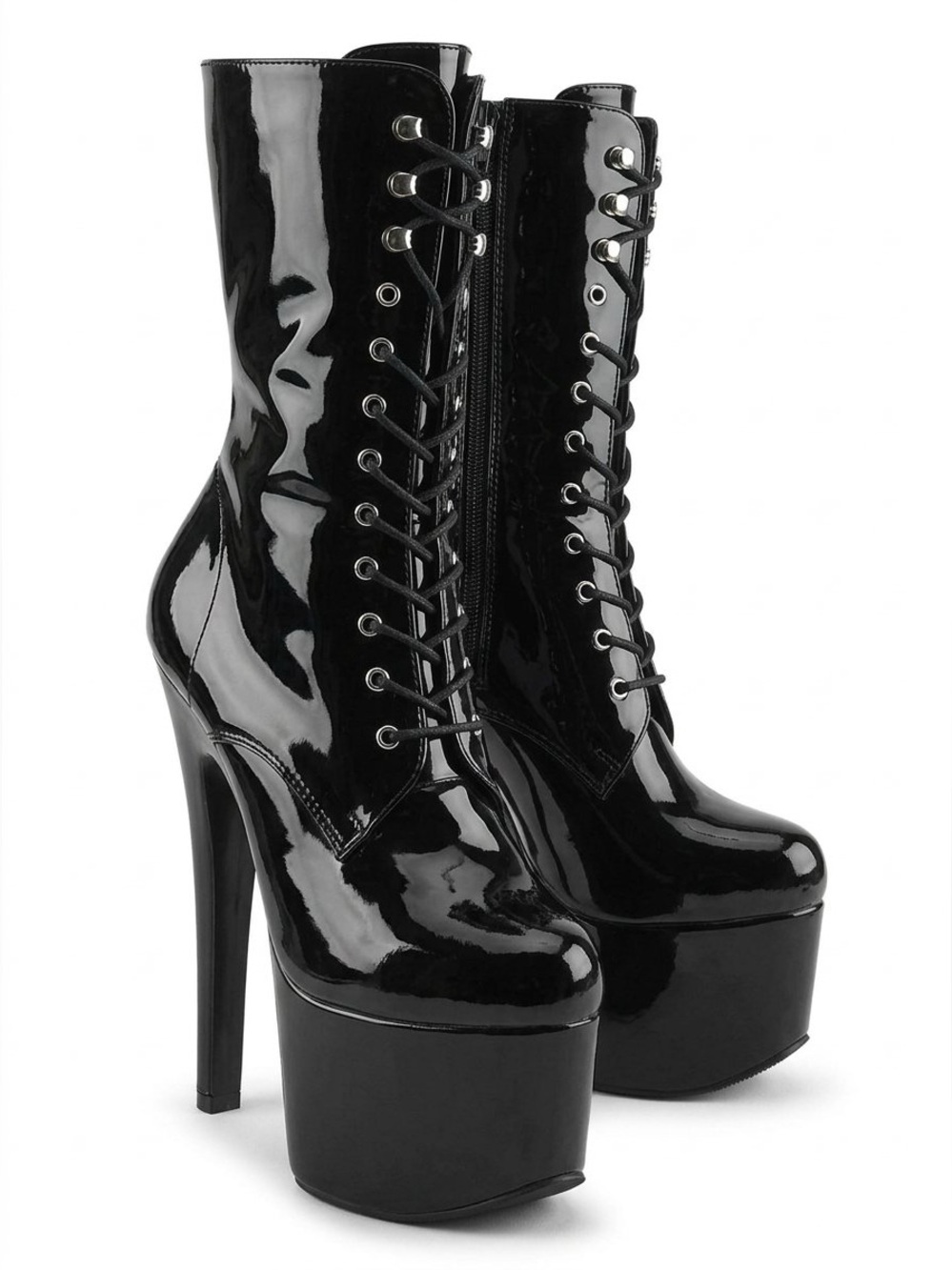 Platform Lace-Up Ankle Boots Black Size 7 Womens Jante Pleasers Style